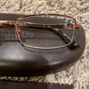 Michael Kors copper/tortoise half-frame eyeglasses with case and cleaning cloth